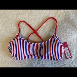 🤍 Women’s Red, White, and Blue Striped Bikini Top
